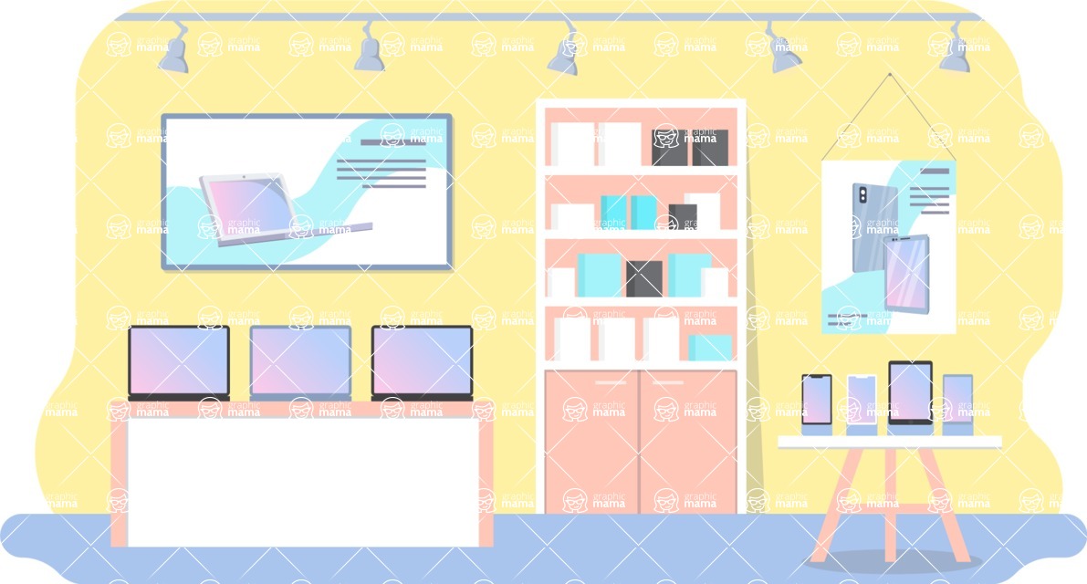 Vector Landscape Mega Bundle - Smartphone and Laptop Shop Vector Background Illustration